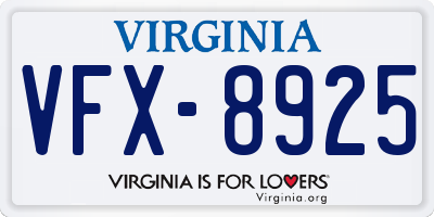 VA license plate VFX8925