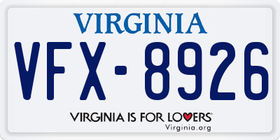 VA license plate VFX8926