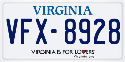 VA license plate VFX8928