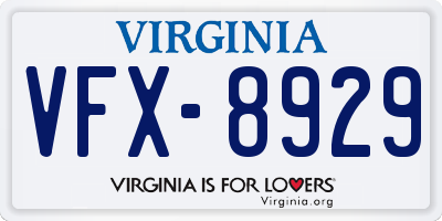 VA license plate VFX8929