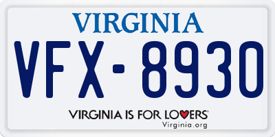 VA license plate VFX8930