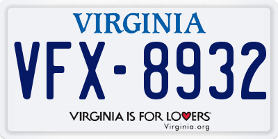 VA license plate VFX8932