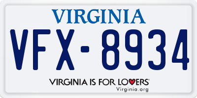 VA license plate VFX8934