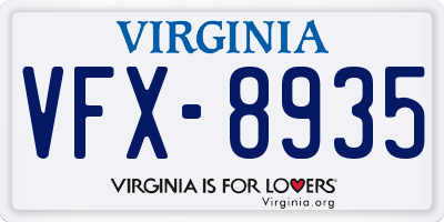 VA license plate VFX8935
