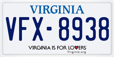 VA license plate VFX8938