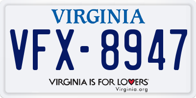VA license plate VFX8947