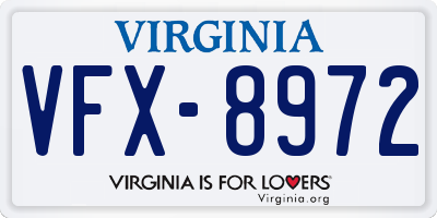 VA license plate VFX8972