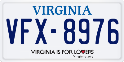 VA license plate VFX8976