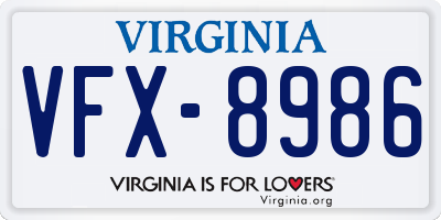 VA license plate VFX8986