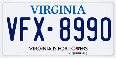 VA license plate VFX8990