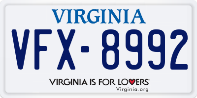 VA license plate VFX8992