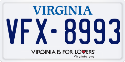 VA license plate VFX8993