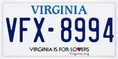 VA license plate VFX8994