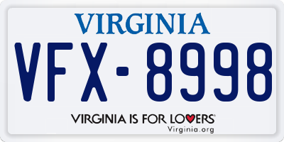 VA license plate VFX8998