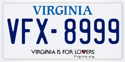 VA license plate VFX8999