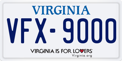 VA license plate VFX9000