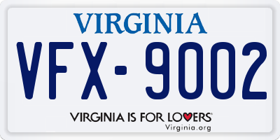 VA license plate VFX9002