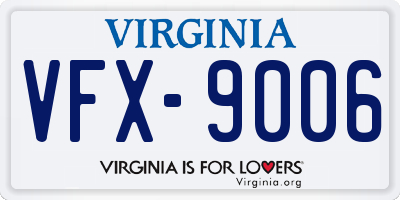VA license plate VFX9006