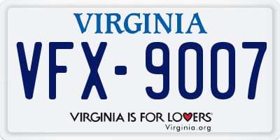 VA license plate VFX9007