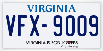 VA license plate VFX9009