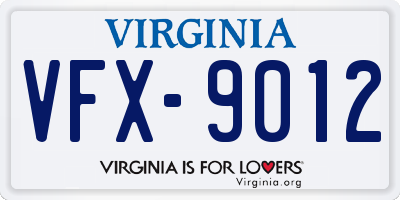 VA license plate VFX9012