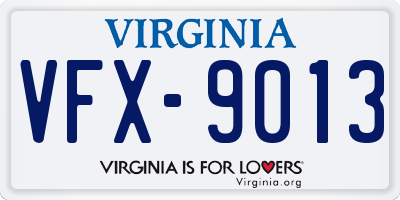 VA license plate VFX9013