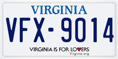 VA license plate VFX9014
