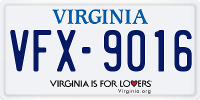 VA license plate VFX9016