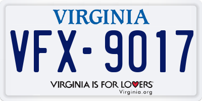 VA license plate VFX9017
