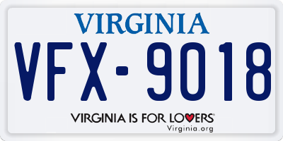 VA license plate VFX9018