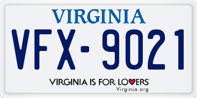 VA license plate VFX9021