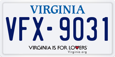 VA license plate VFX9031