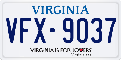 VA license plate VFX9037