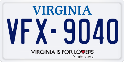 VA license plate VFX9040