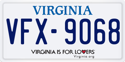 VA license plate VFX9068