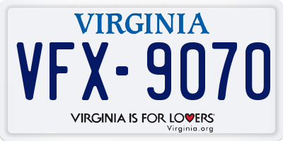 VA license plate VFX9070