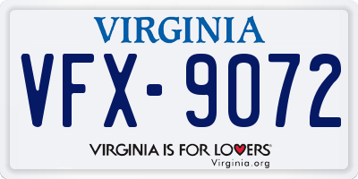 VA license plate VFX9072