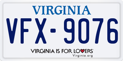 VA license plate VFX9076