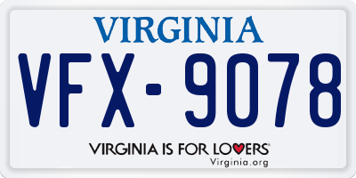 VA license plate VFX9078