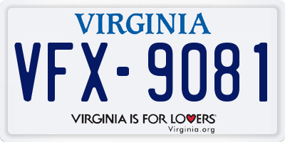 VA license plate VFX9081
