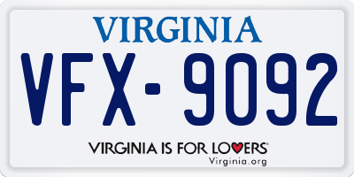 VA license plate VFX9092