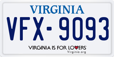 VA license plate VFX9093