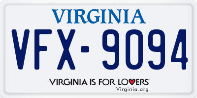 VA license plate VFX9094