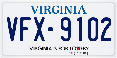 VA license plate VFX9102