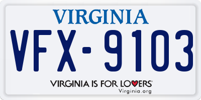 VA license plate VFX9103