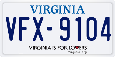 VA license plate VFX9104