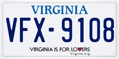 VA license plate VFX9108
