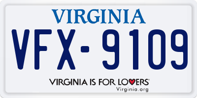 VA license plate VFX9109