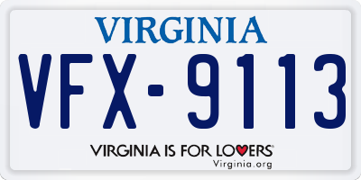 VA license plate VFX9113
