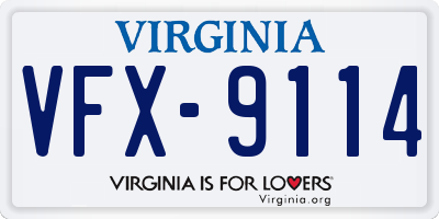 VA license plate VFX9114